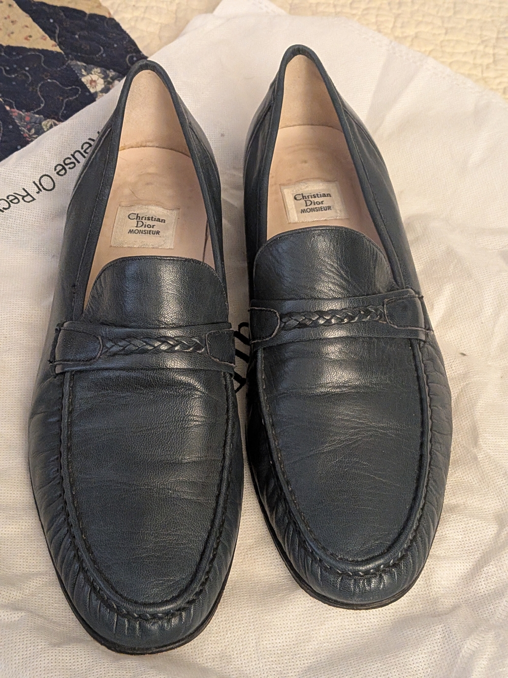 Dior Men’s Monsieur Teal Blue Leather Penny Loafers